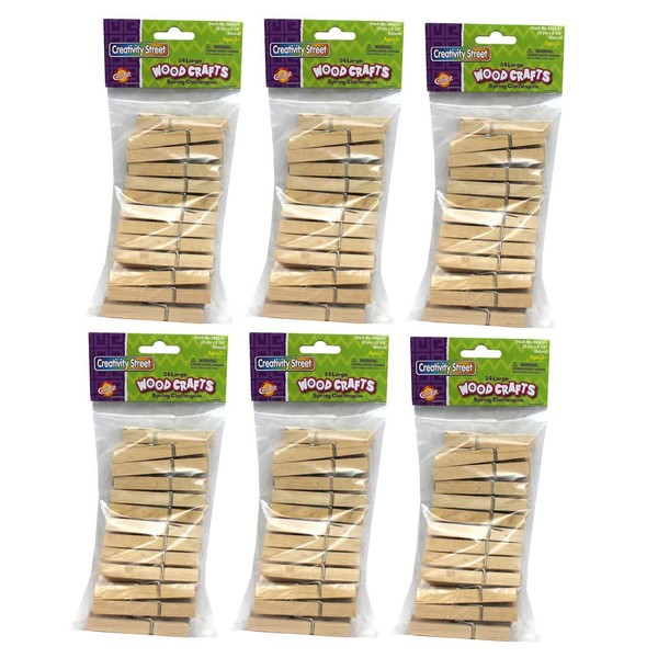 Creativity Street Spring Clothespins, Natural, Large, 2.75in, PK144 PAC3683-01